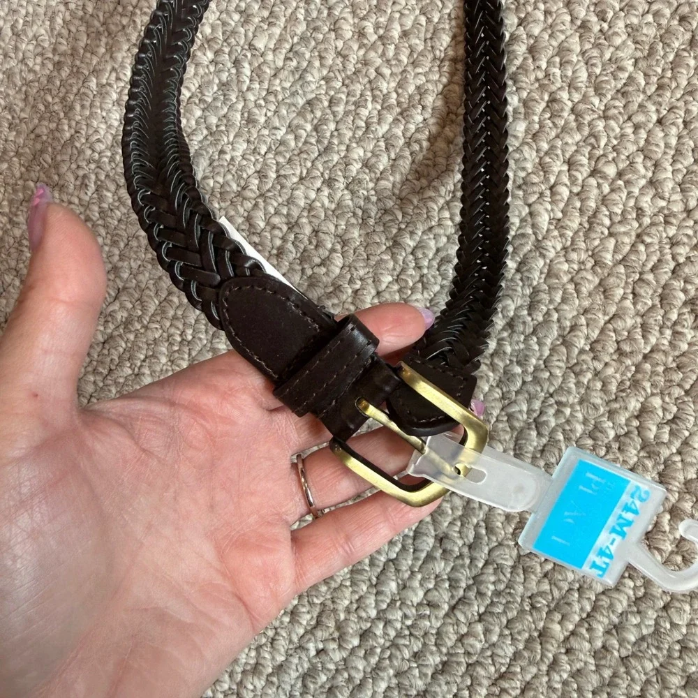 The Childrens Place Boys Braided Belt Brown Gold Buckle Size 24M-4T NEW